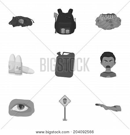 Apocalypse , killed, survival, and other  icon in monochrome style.Terrible, genus, bullet, icons in set collection.