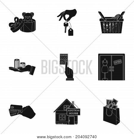 Credit, card, money, bargain, calculator, auction, shop.E- commerce set collection icons in black style vector symbol stock illustration .
