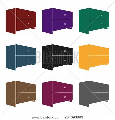 White bedside table with two drawers.Room accessories for all sorts of things.Bedroom furniture single icon in black style vector symbol stock  illustration.