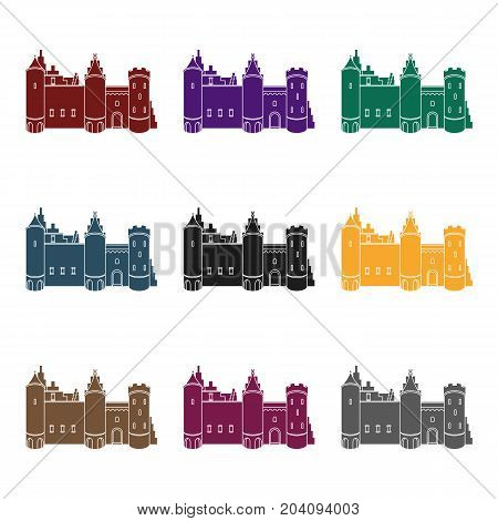 Protective Castle of belgium.The dark Belgian wolf. Belgium single icon in black style vector symbol stock  illustration.