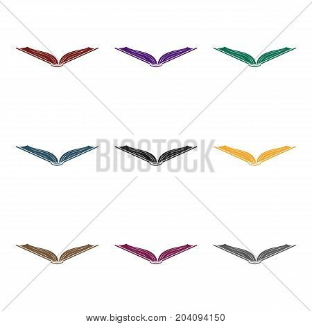 Opened book icon in black design isolated on white background. Books symbol stock vector illustration.