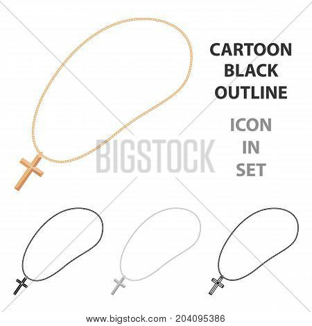 Golden christian rosary icon in cartoon style isolated on white background. Jewelry and accessories symbol vector illustration.