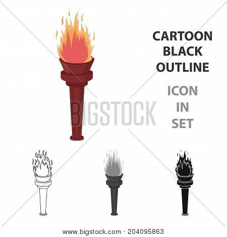 Street lamp in the form of a torch with an open fire.Lamppost single icon in cartoon style vector symbol stock illustration .