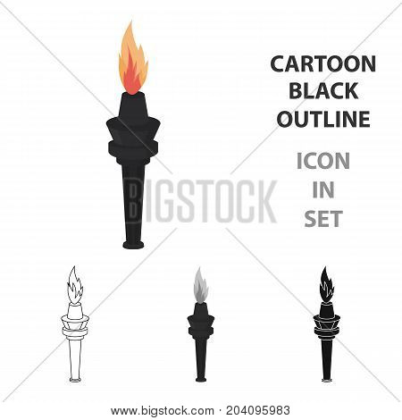 Street lamp in the form of a torch with an open fire.Lamppost single icon in cartoon style vector symbol stock illustration .