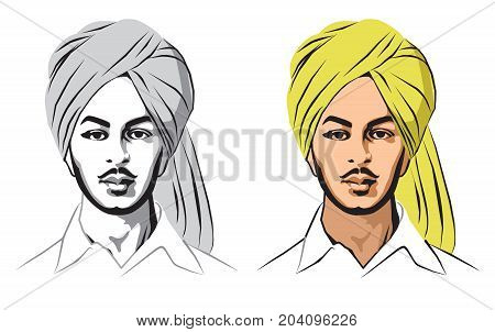 Stock illustration of indian sikh freedom fighter Bhagat Singh