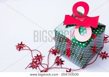 green gift box on the white background.