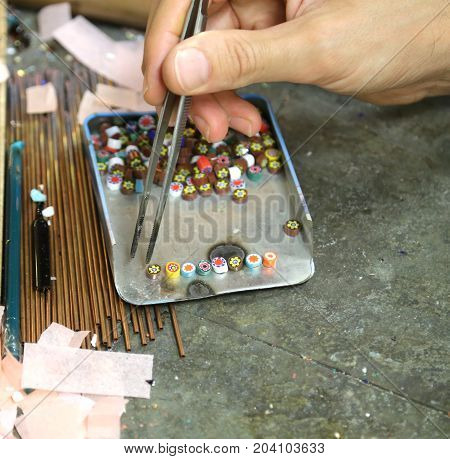 many decorations created with glass crafted in the glassworks shop
