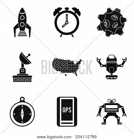 Sputnik icons set. Simple set of 9 sputnik vector icons for web isolated on white background
