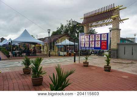 Papar,Sabah,Malaysia-Aug 8,2017:Papar Riverfront view along Papar river,adjacent to Papar town centre in Papar,Sabah,Malaysia.It is a recreation and leisure spot for local residents and also to attract visitors.
