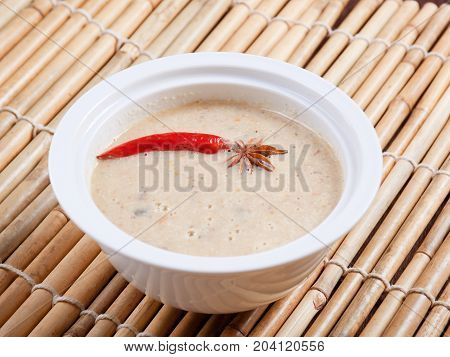 chinese cuisine . spicey duck noodle soup