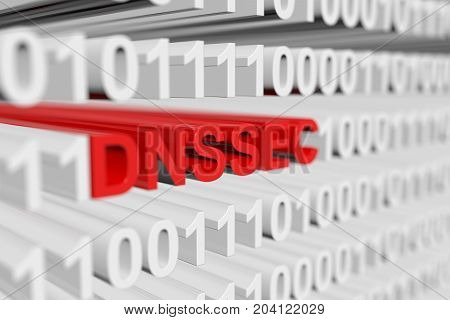 DNSSEC as a binary code with blurred background 3D illustration