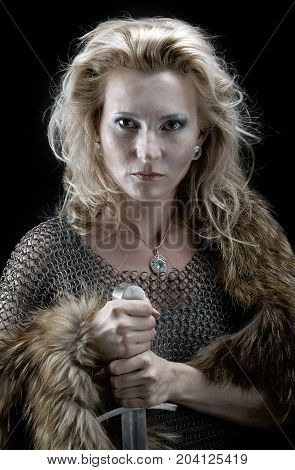 Valkyrie.  northern  medieval, Viking girl with sword