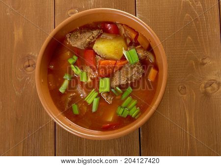 Traditional Bulgarian soup chorba.shurpa soup  close up