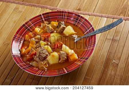 Traditional Bulgarian soup chorba.  shurpa soup close up