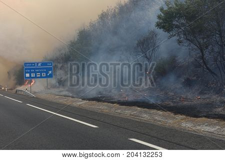 fire near the Galician town of Verin Spain