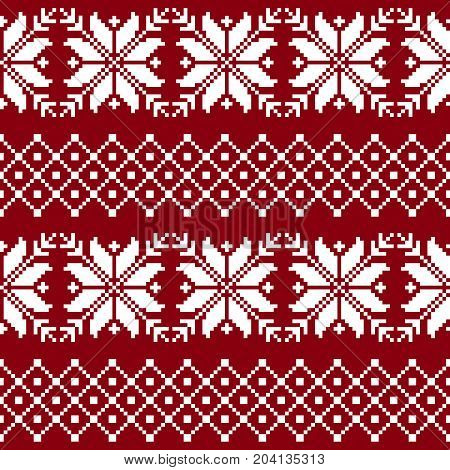 Seamless fabric. The occasion. Merry Christmas and happy New year. Pixels. White and red color. Background gift wrapping design. pattern ornament Stock vector