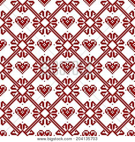 Seamless fabric.Merry Christmas and happy New year. The occasion. Pixels. White and red color. Background gift wrapping design pattern ornament background website Ornament Stock vector