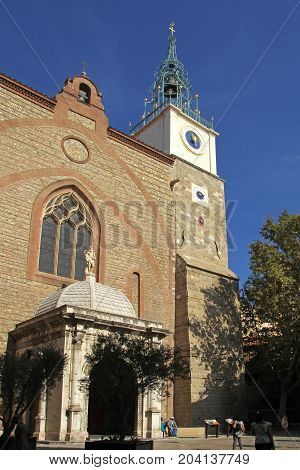View of the Cathedral of Perpignan France
