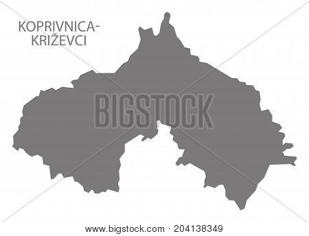 Koprivnica-krizevci Croatia County Map Grey Illustration Silhouette Shape