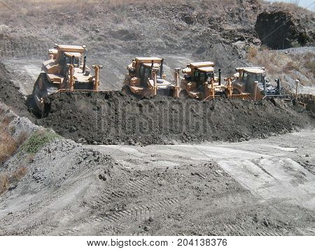 Large Buldozers Working