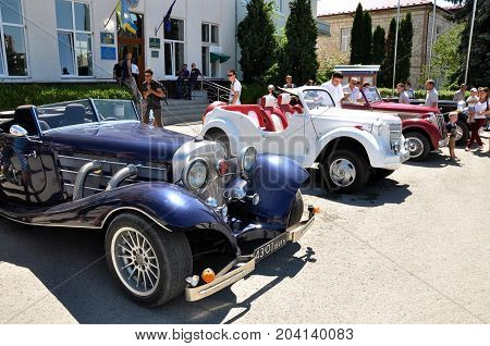 Chortkiv - Ternopil - Ukraine - 12 July 2016 Day Chortkiv front of City Hall hosted an exhibition of vintage cars.
