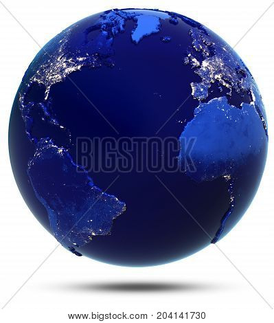 Atlantic continent and countries. Elements of this image furnished by NASA 3d rendering