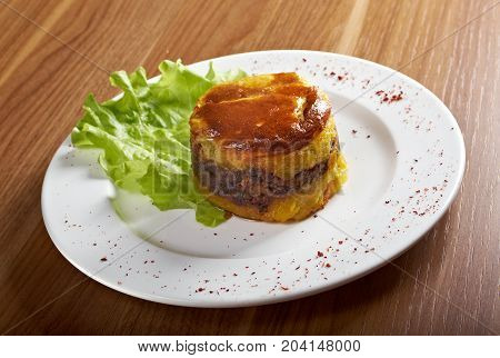 Meat pudding.   , close up traditional meal