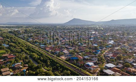 Aerial View Ban Kok Slung Pa Sak Dam Lopburi Thailand
