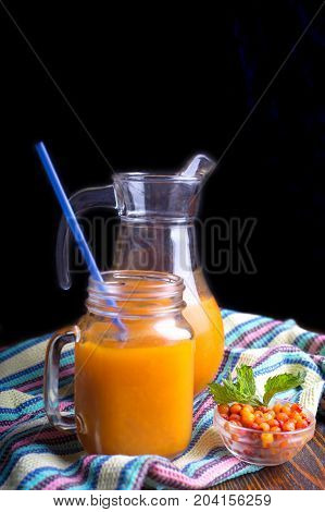 Sea-buckthorn fruit drink. Tasty drink for health