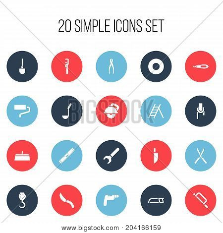 Set Of 20 Editable Instrument Icons. Includes Symbols Such As Spacer, Sheave, Knife Box And More