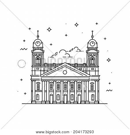 The Reformed Protestant Great Church is located downtown the city of Debrecen. Line icon