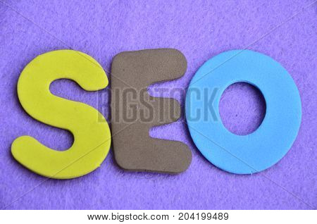 WORD SEO ON A  ABSTRACT BLUE BACKGROUND