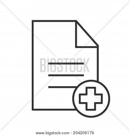 Patient card linear icon. Thin line illustration. Text file with star of life. Medical insurance. Contour symbol. Vector isolated outline drawing