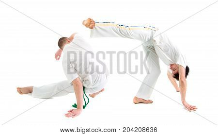Contact Sport . Capoeira sport,.over white background