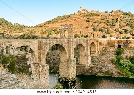 Roman bridge over the Tajo river in Alcantara Caceres provinceExtremadura Spain