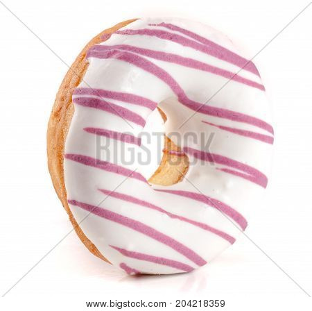 one glazed donut isolated on white background.