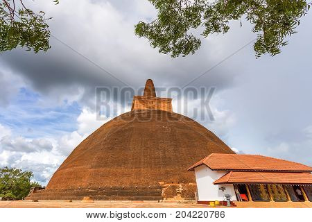 Abhayagiri stupa one of the landmarks in the sacred world heritage city of Anuradhapura, Sri Lanka, Asia.