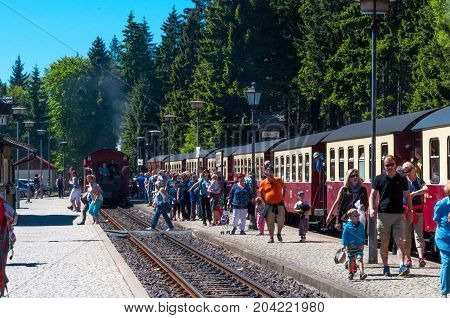 Steam Trains At Schierke Train Station In Germany