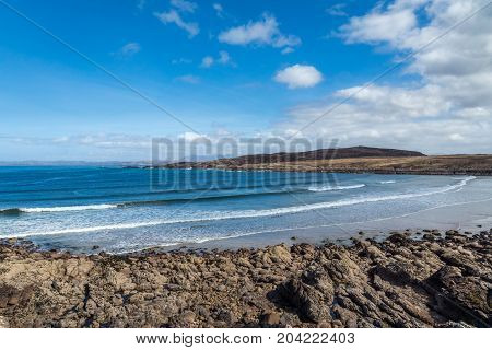 Achnahaird beach and waves on the west coast of Scotland.