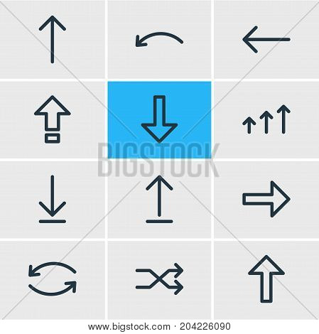 Editable Pack Of Update, Upwards, Submit And Other Elements.  Vector Illustration Of 12 Sign Icons.