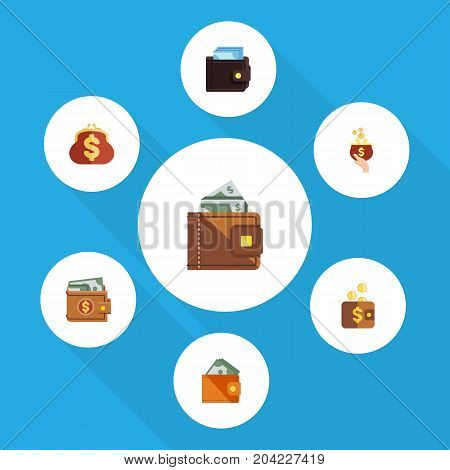Flat Icon Billfold Set Of Currency, Billfold, Finance And Other Vector Objects
