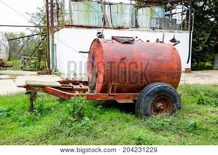 Station For Refueling Fertilizers. A Stationary Garden Station Where Fertilizers And Chemicals Are B
