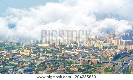 panorama of Moscow from the height of a skyscraper in Moscow-City