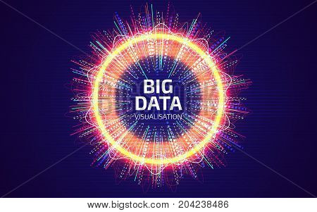 Big Data Visualization. Fractal Element With Lines And Dots Array. Big Data Complex. Data Array Visu