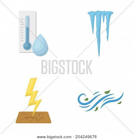 Humidity, icicles, thunderbolt, windy weather. Weather set collection icons in cartoon style vector symbol stock illustration .