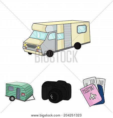 Vacation, photo, camera, passport .Family holiday set collection icons in cartoon style vector symbol stock illustration .