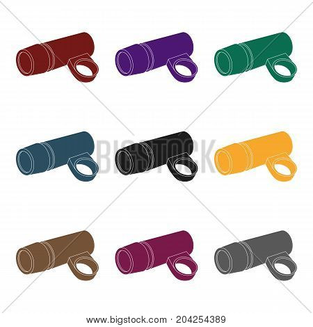 A flashlight that clings to the steering wheel to illuminate the road.Cyclist outfit single icon in black style vector symbol stock web illustration.