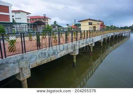 Papar,Sabah,Malaysia-Aug 8,2017:Papar Riverfront view along Papar river,adjacent to Papar town centre in Papar,Sabah,Malaysia.It is a recreation and leisure spot for local residents and also to attract visitors.