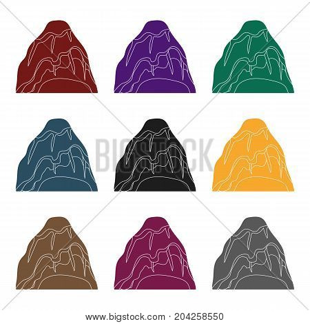 Gray stone mountain. A mountain in which mined minerals.Different mountains single icon in black style vector symbol stock web illustration.