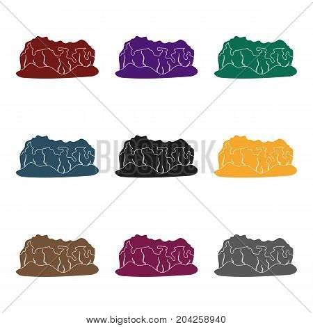 High green mountains.Mountains covered with forests.Different mountains single icon in black style vector symbol stock web illustration.